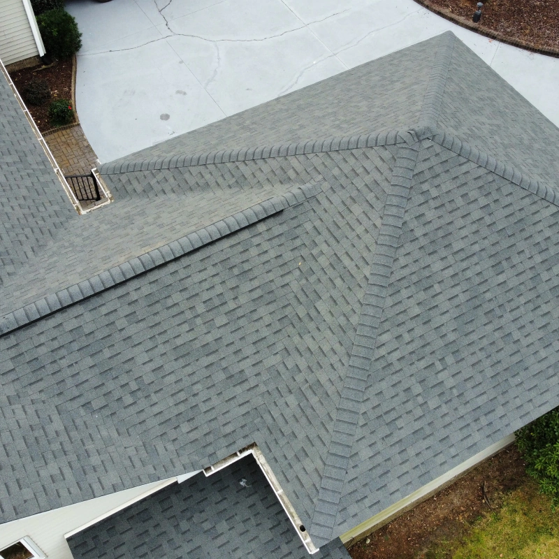 an aerial view of the newly serviced roof