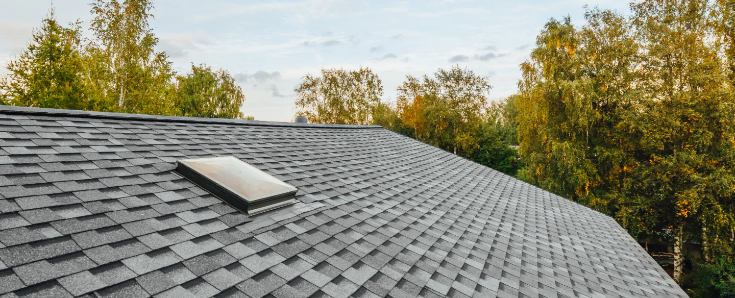 shingle roof installed in a residential house